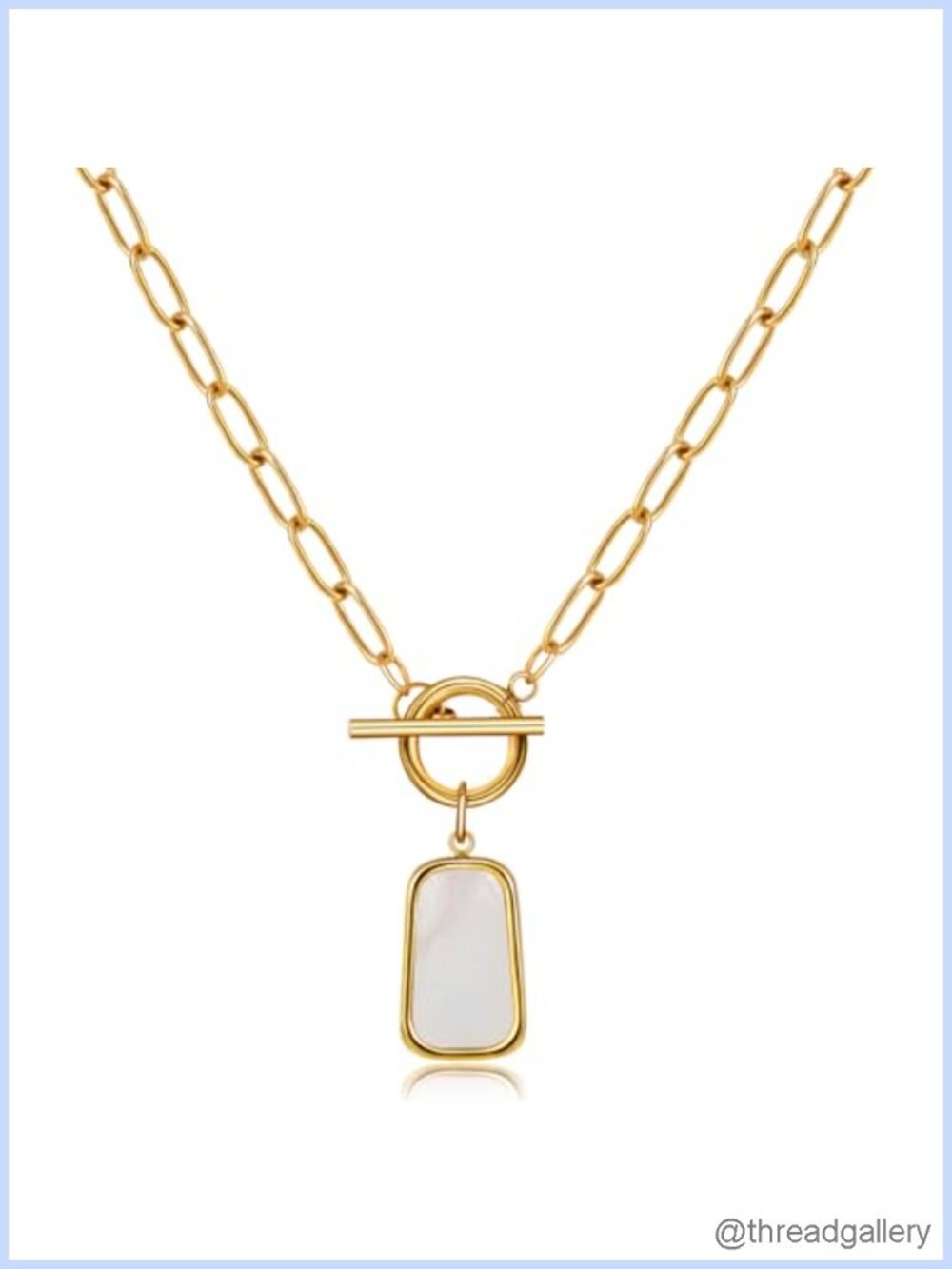 18K Gold Plated Shell Pendant Necklace with Toggle Clasp